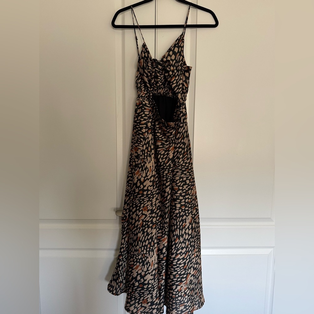 Vici Leopard Open Front Maxi Dress